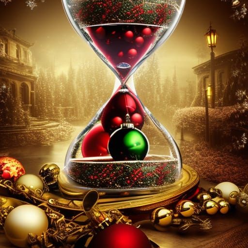 Christmas Hourglass in Digital Matte Painting Style