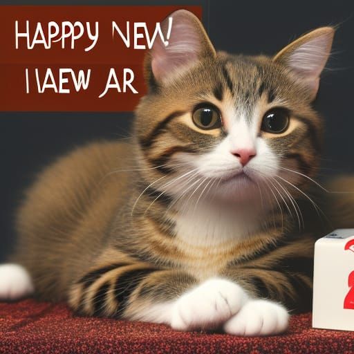 Festive Cat Celebrates New Year