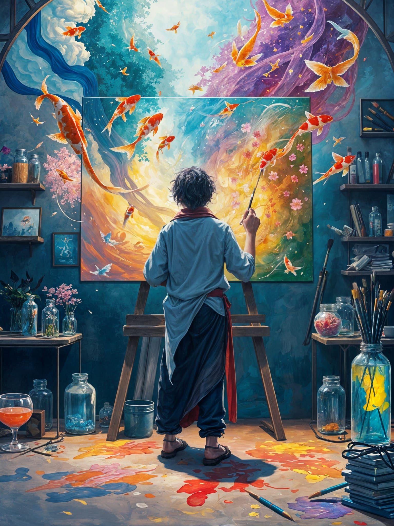 Mystical Painter Creates Living Art in Magical Studio