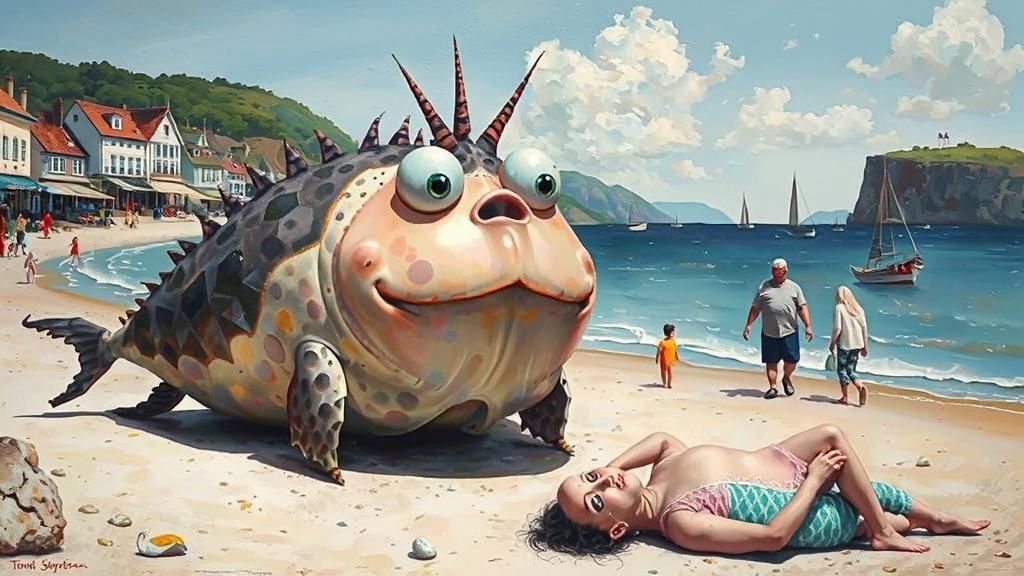 Angler Fish in Oil, Mosaic, and Surreal Styles