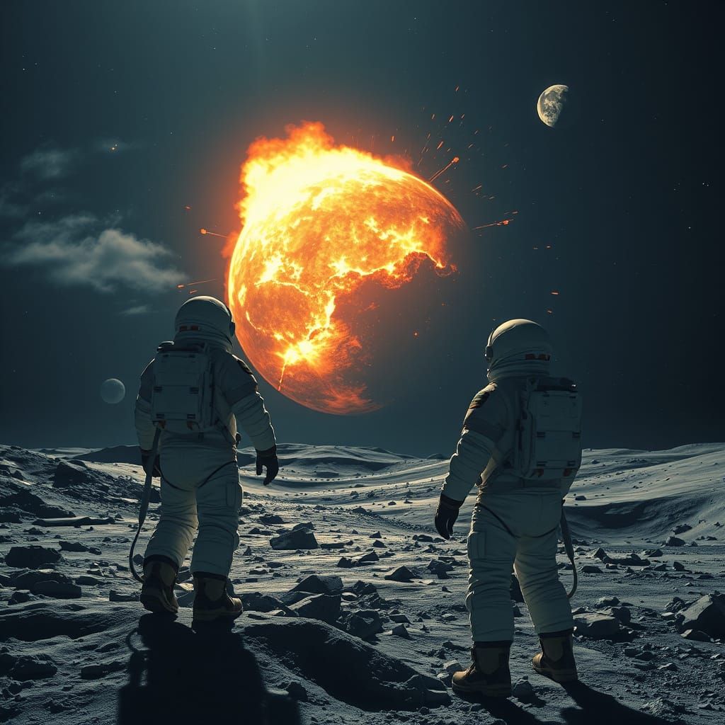 Astronauts Witness Earth's Explosive Destruction on Moon