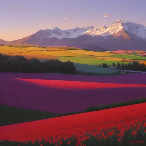 Farm Scene Inspired by Contemporary Impressionism