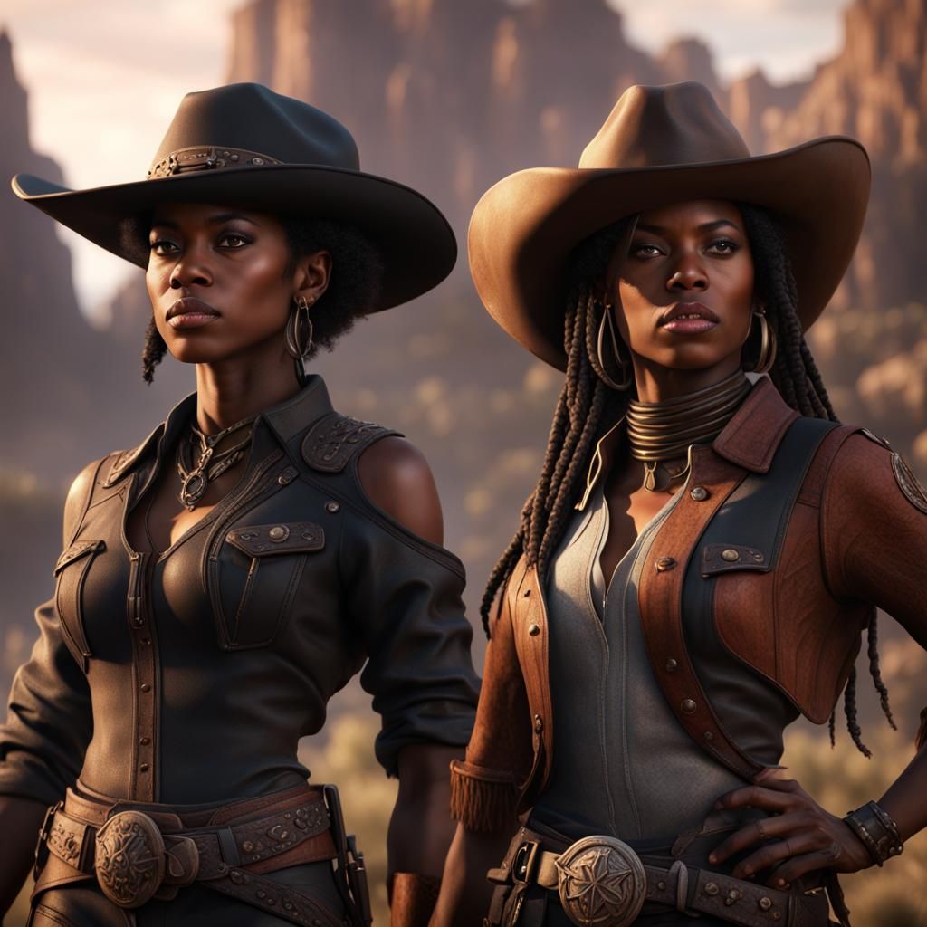 Black Female Cowboys in Detailed Matte Painting