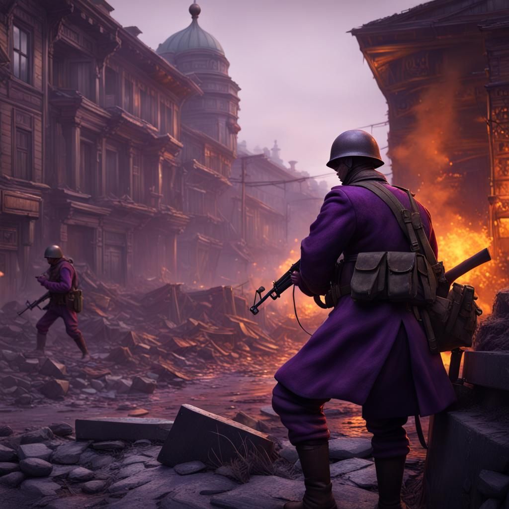 Soviet Soldier Defending Barricade: Dark Fantasy Art