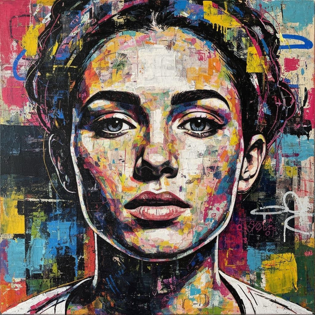 Urbanpunk Abstract Portrait with Graffiti Strokes