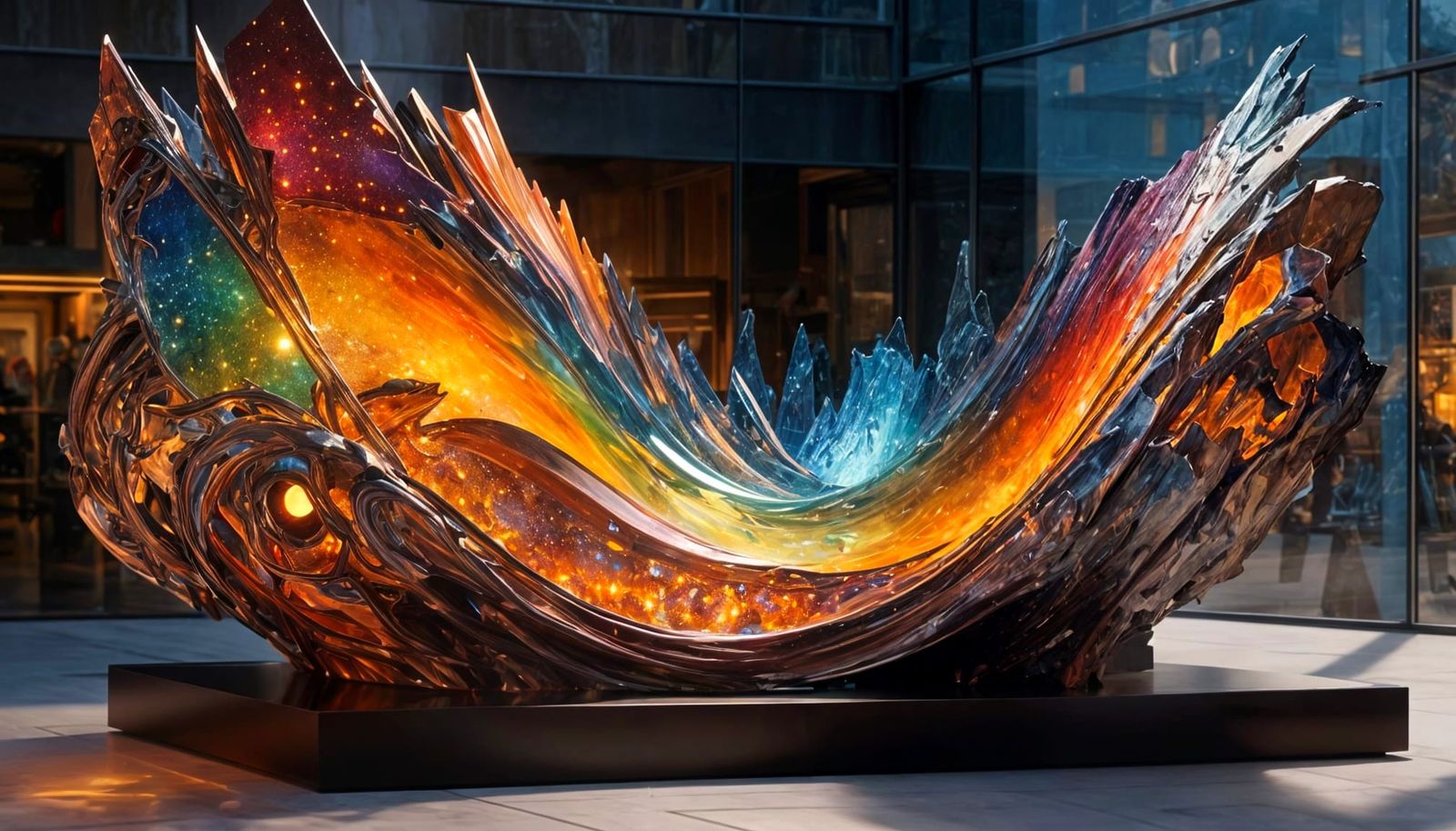 Glowing Urban Sky Fragment Sculpture