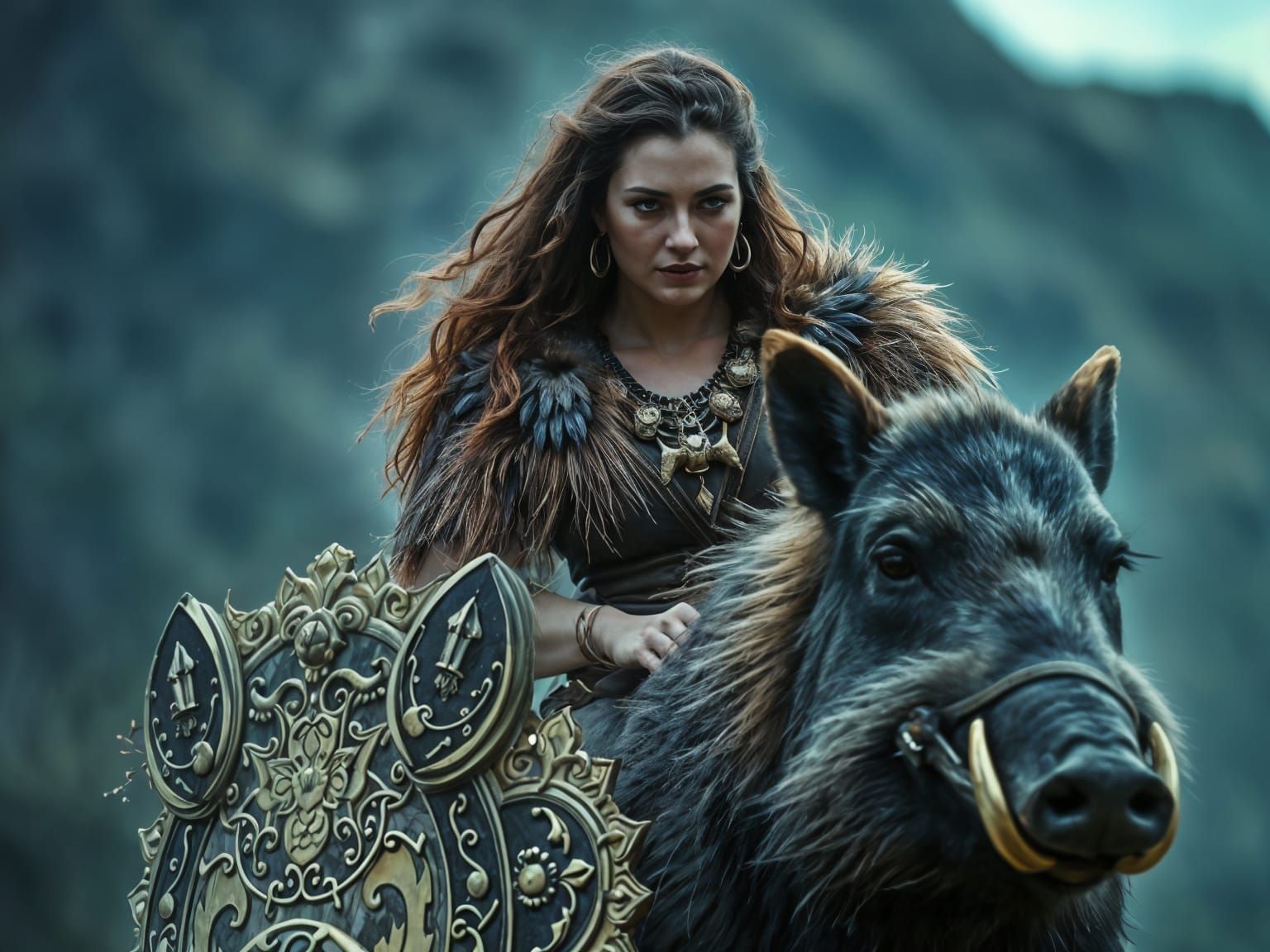 Freyja Rides Her Golden Battle-Boar in Epic Cinematic Style