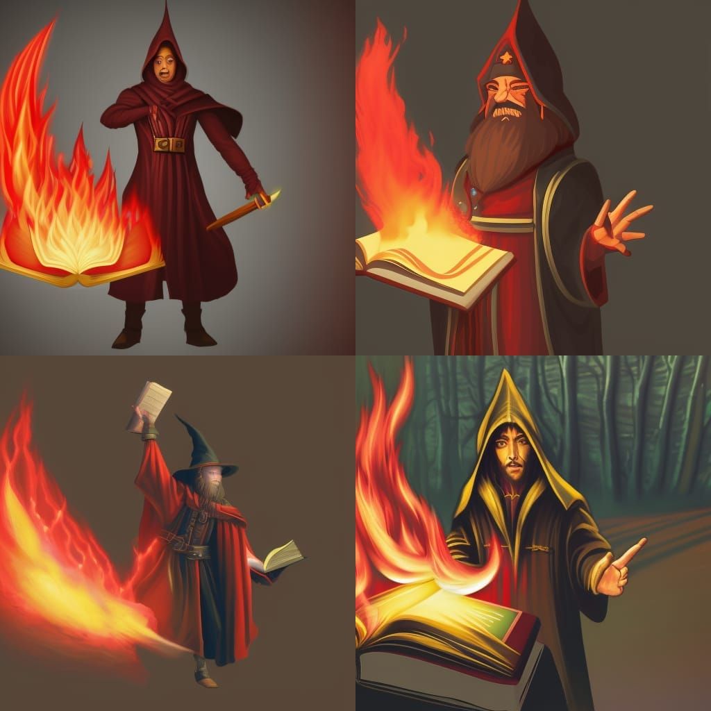 Fiery D&D Wizard Casting Red Spells