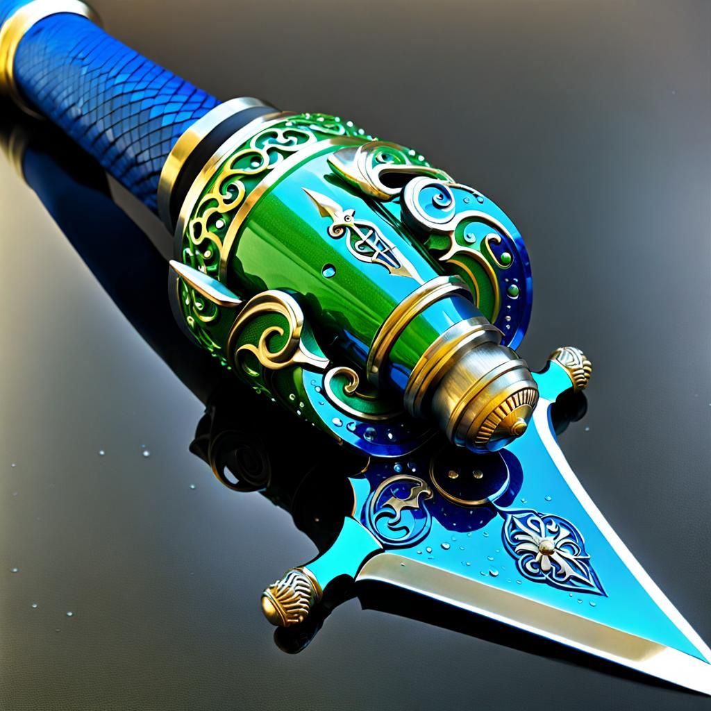Sword Hilt with Blue Grip and Green Energy