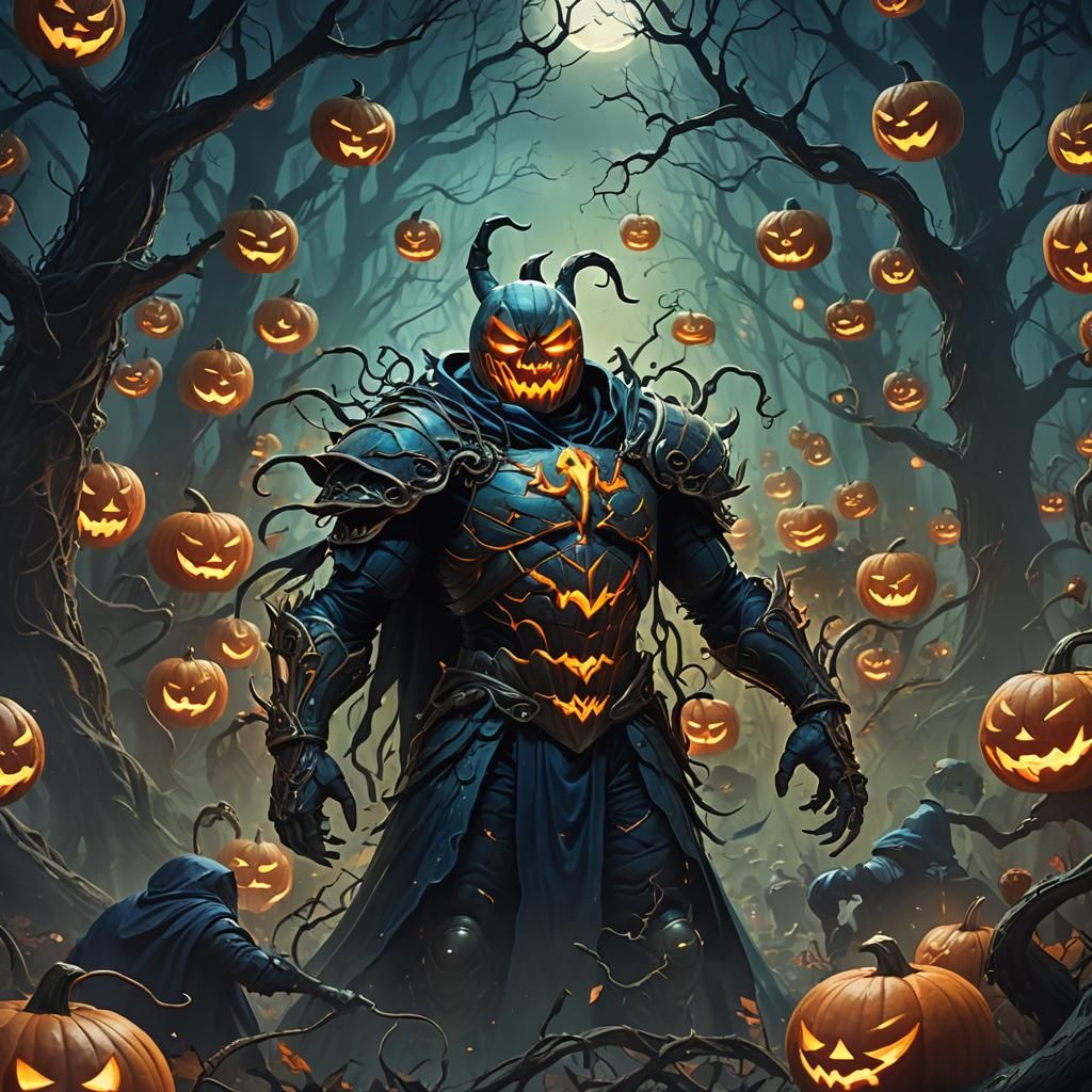 Pumpkin Head Villain Leads Monster Army: Anime Style