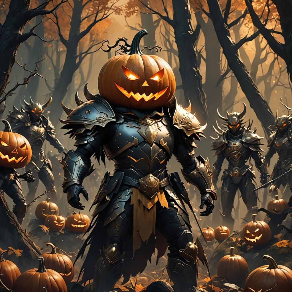 Anime Pumpkin Head General Leading Monster Army