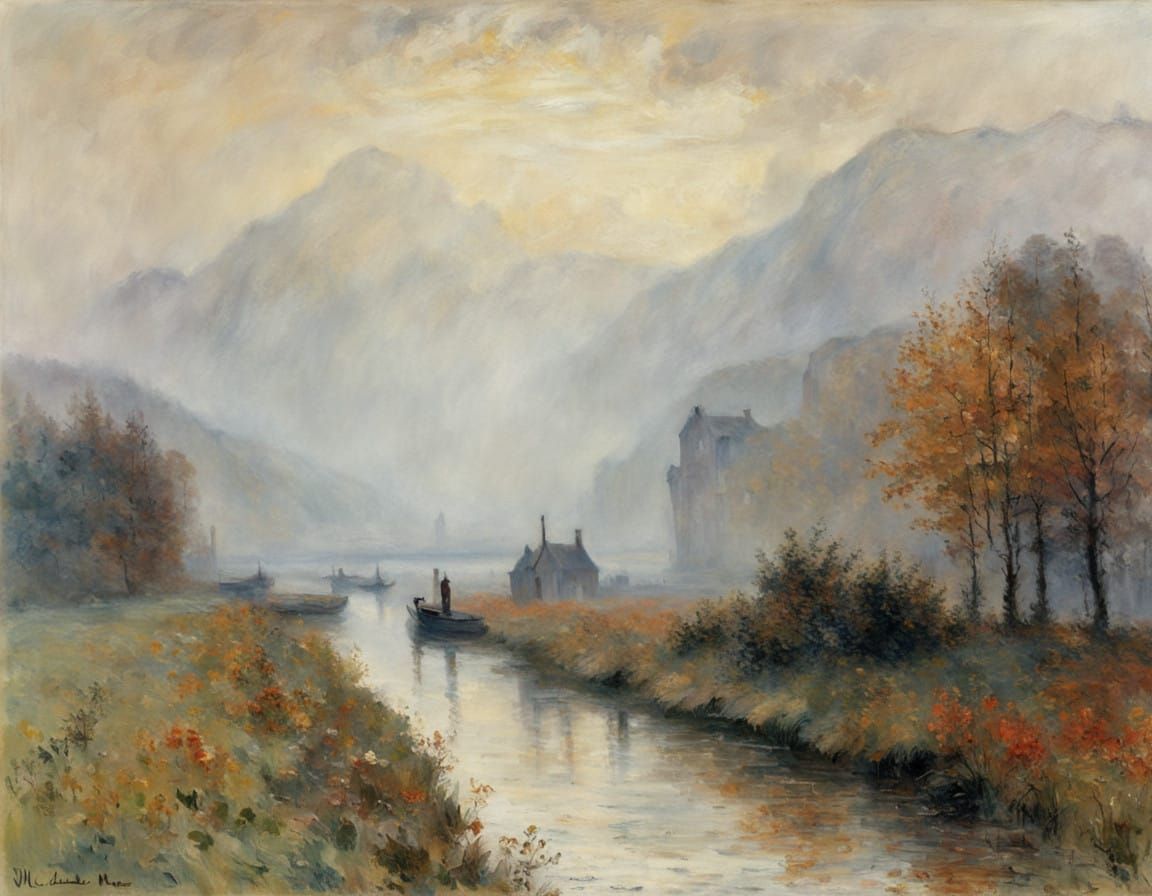 Autumn Morning in the Scottish Highlands, in a Vivid Impress...