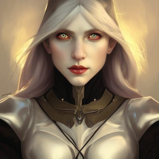 Vampire Elf Paladin in Hyperdetailed Digital Art