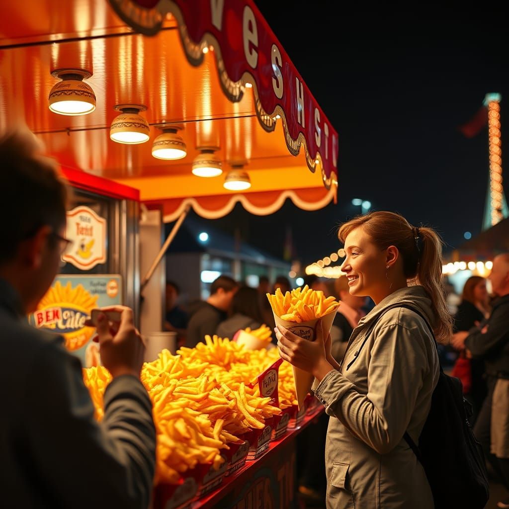 Belgian Fair: French Fries Stand at Night