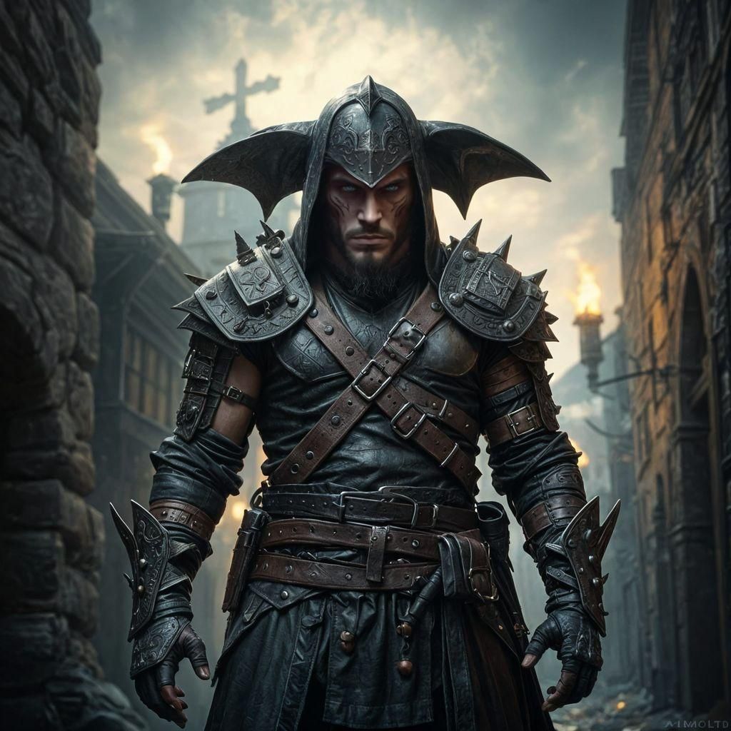 Epic Bandit Thug in Medieval City Alleyway