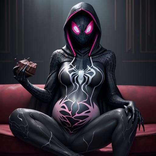 Spider-Gwen Venom Symbiote Eating Chocolate