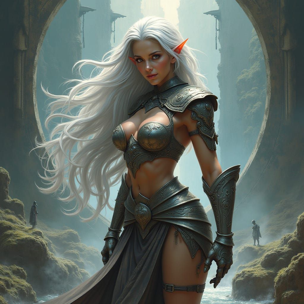 Sensual Elven Warrior in Mythical Armor