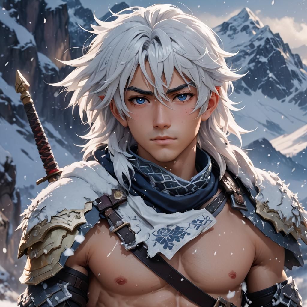 Anime Warrior in Snow, 3D Art Style