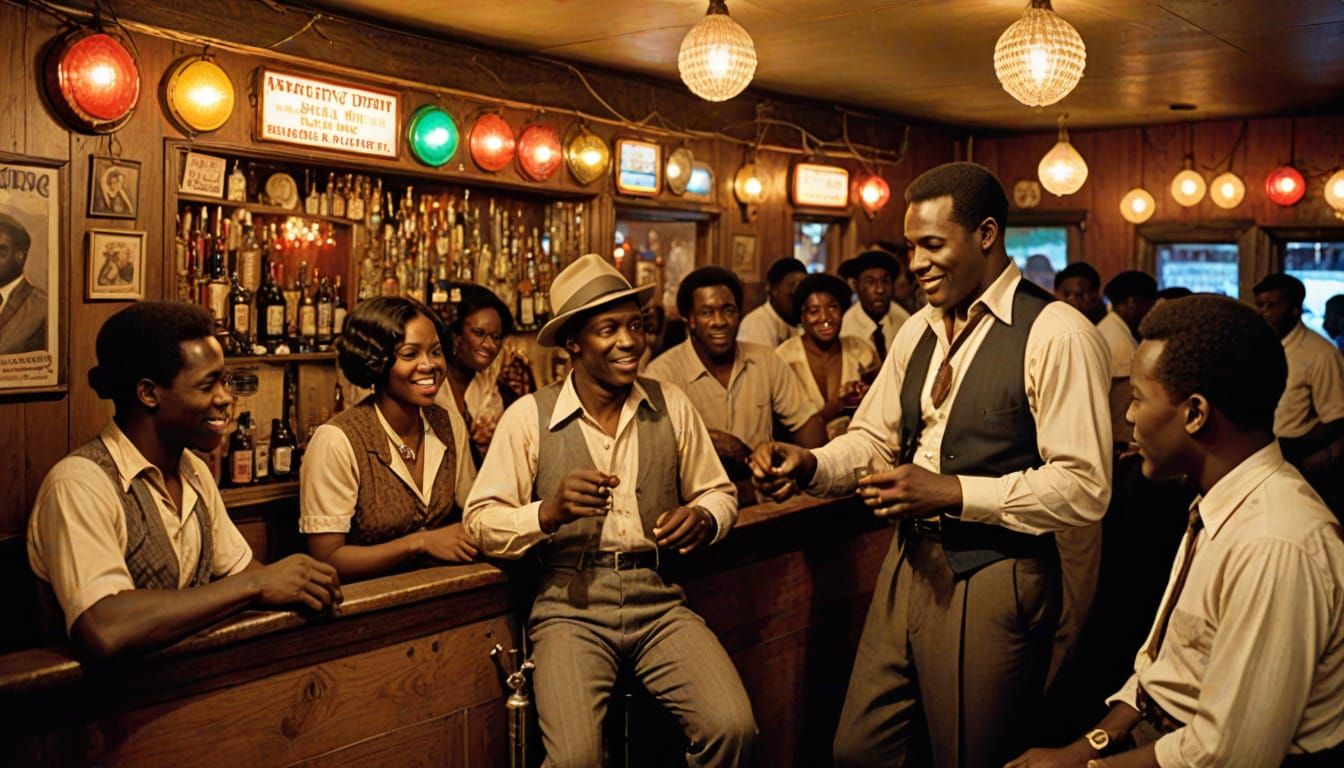 Roaring 20s Juke Joint Scene in Comic Style