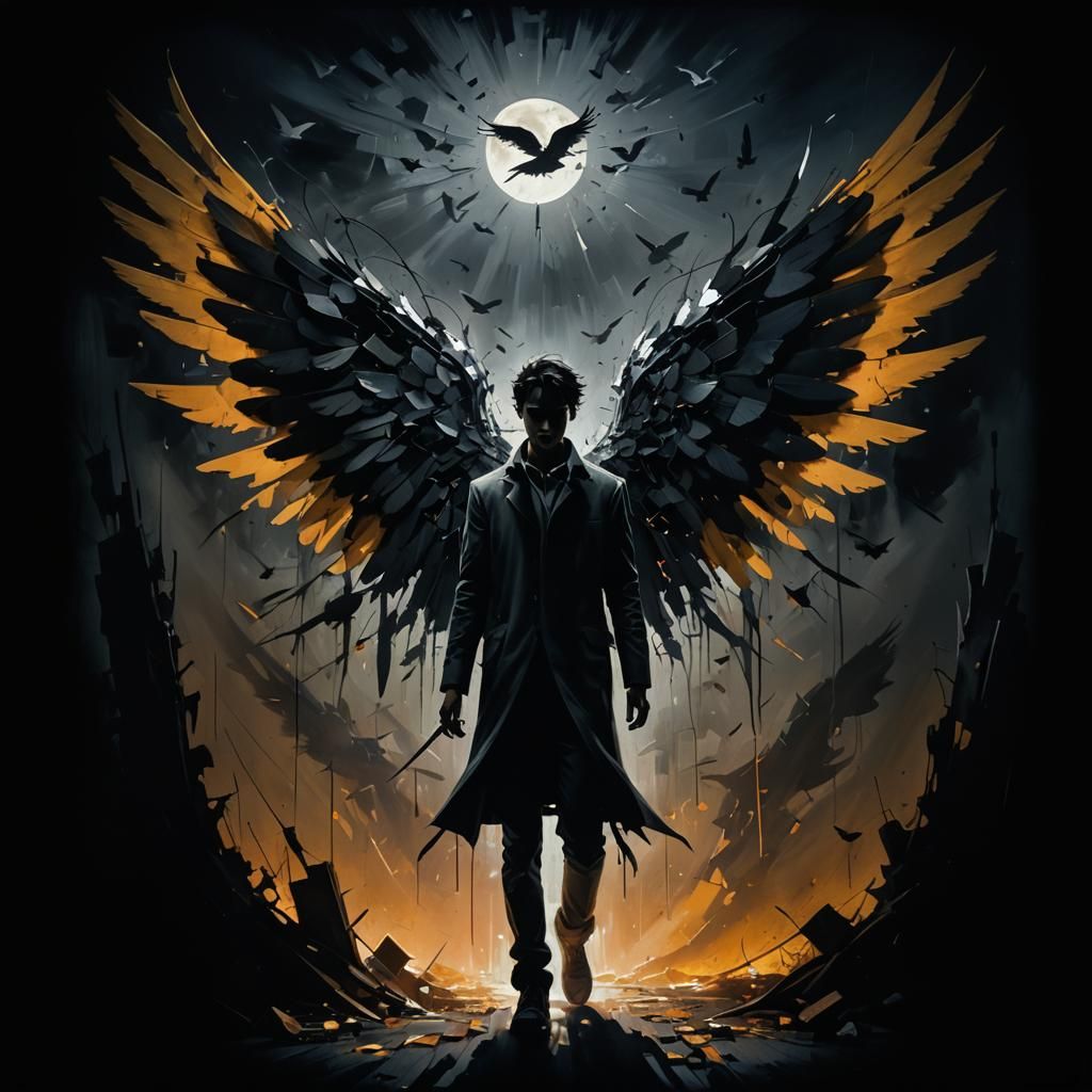 Tormented Shattered Wings in Surreal Expressionism