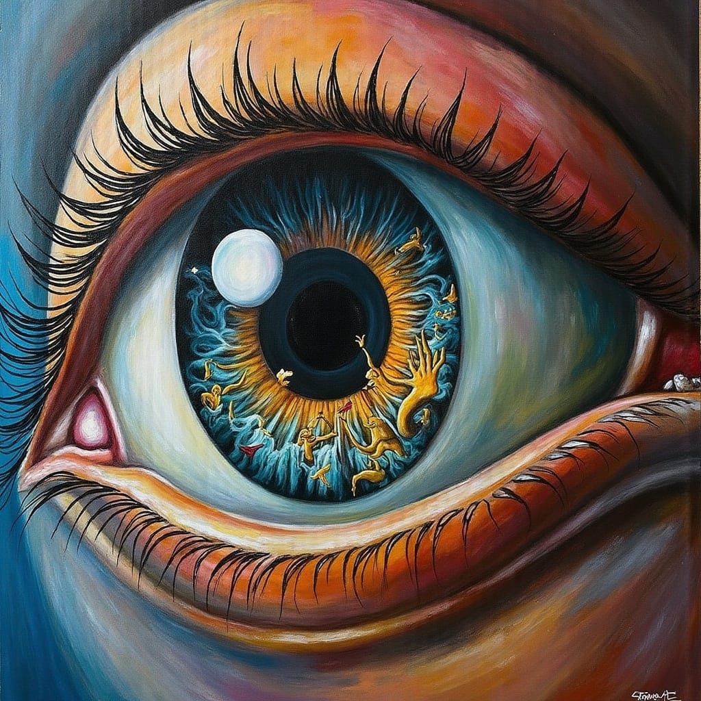 Surreal Eye Containing Melting Dream Landscape