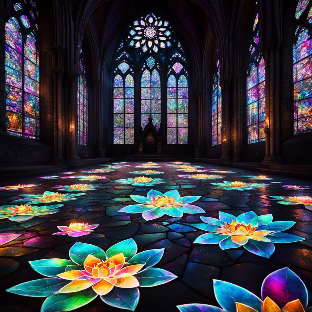 Stained Glass Lotus in Cathedral: Graffiti Art
