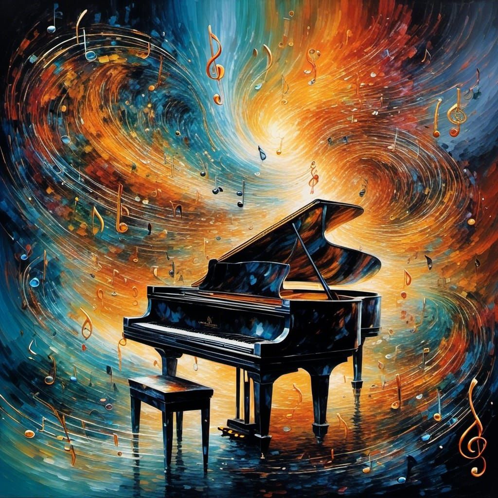 Musical Evolution: Oil Painting of Sound Transition