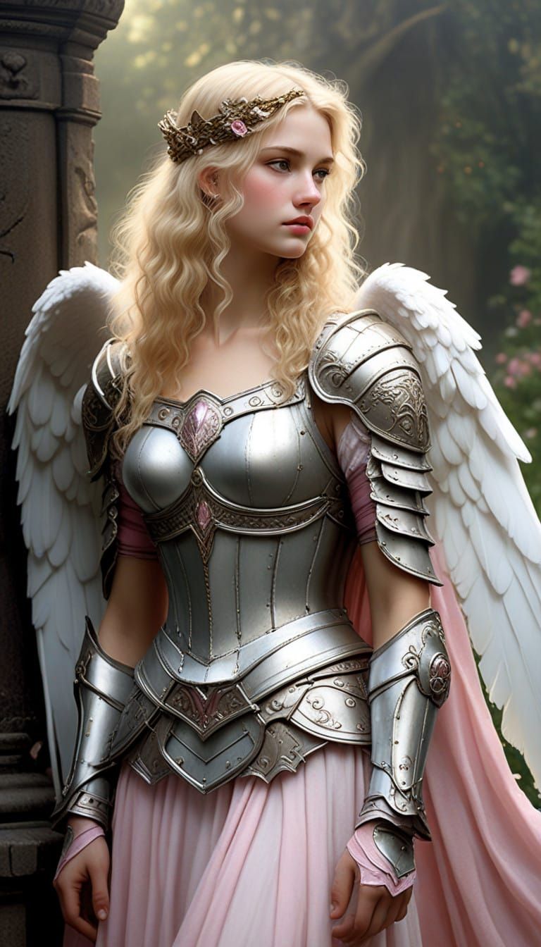 Dreamy Angel with Wings in Fairytale Style