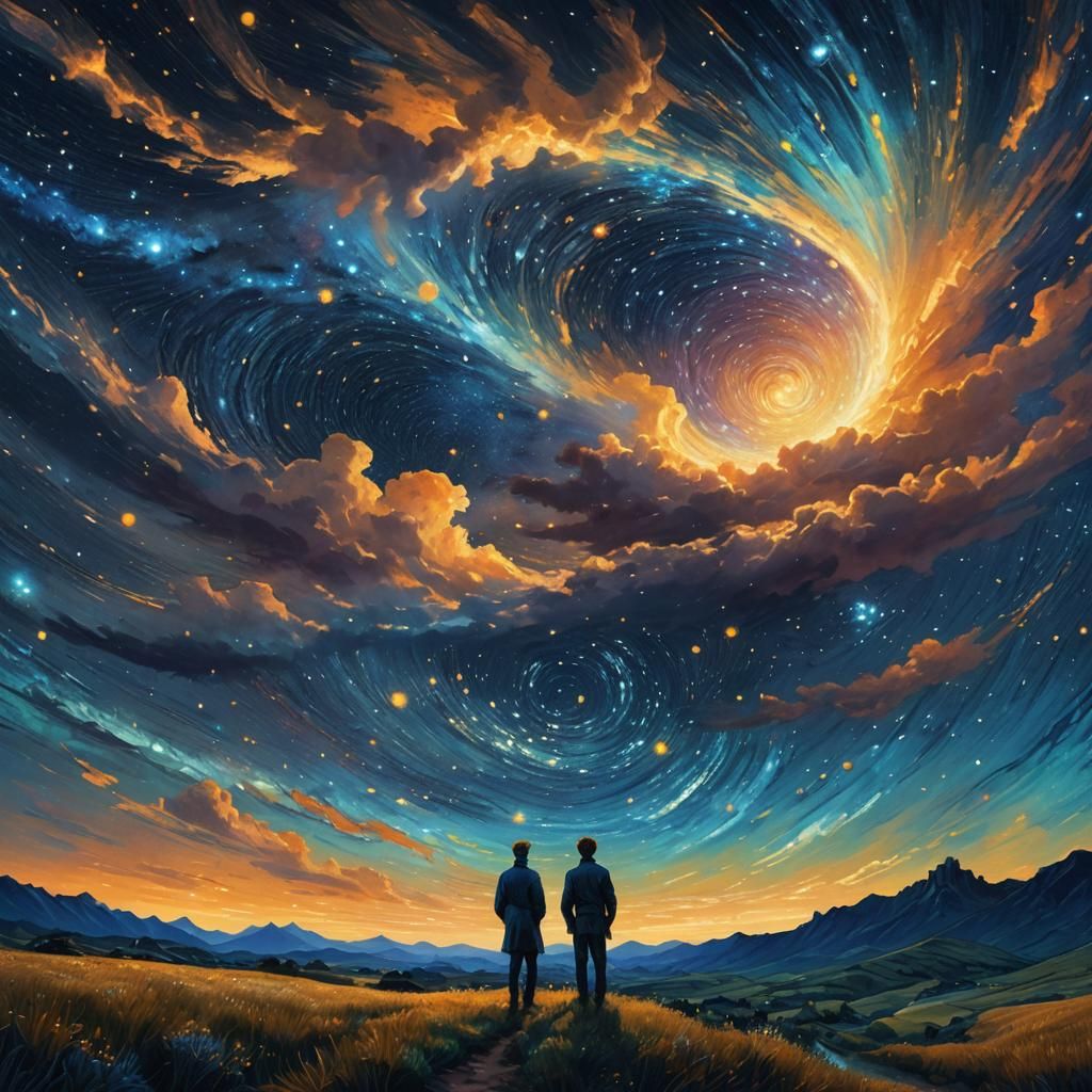 Starry Night Landscape in Van Gogh Style