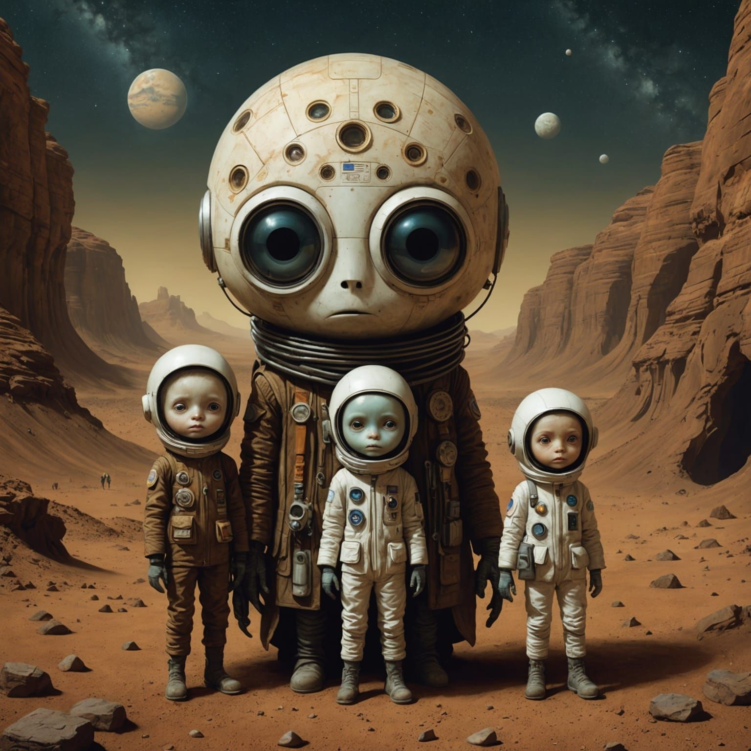 Martian Family Awaits Shuttle to Jupiter