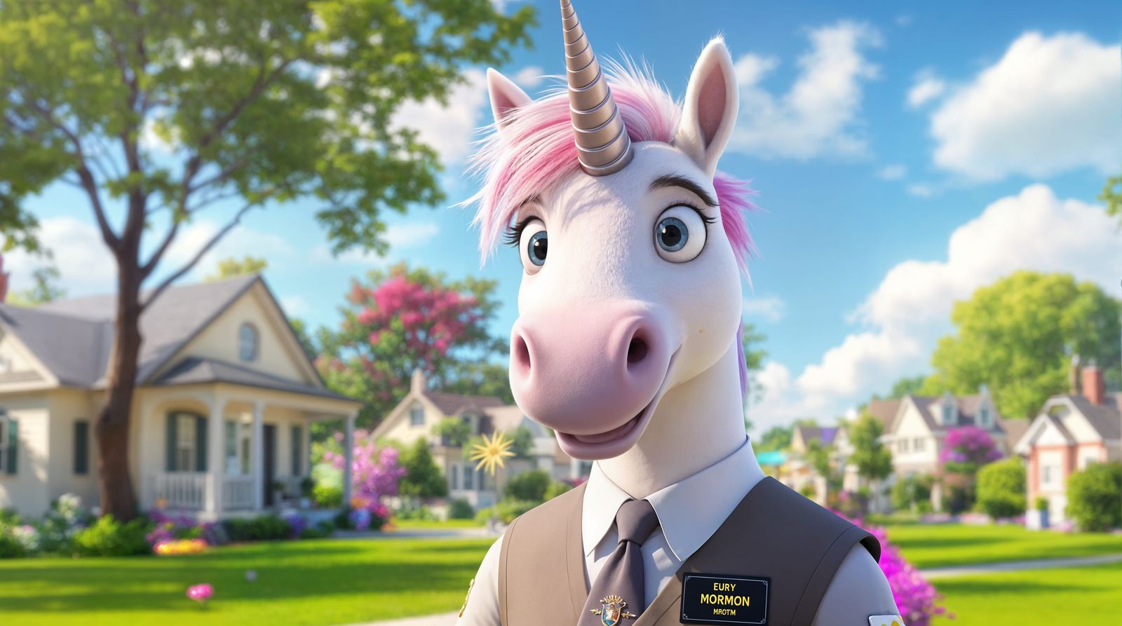 Colorful CGI Unicorn Missionary Portrait