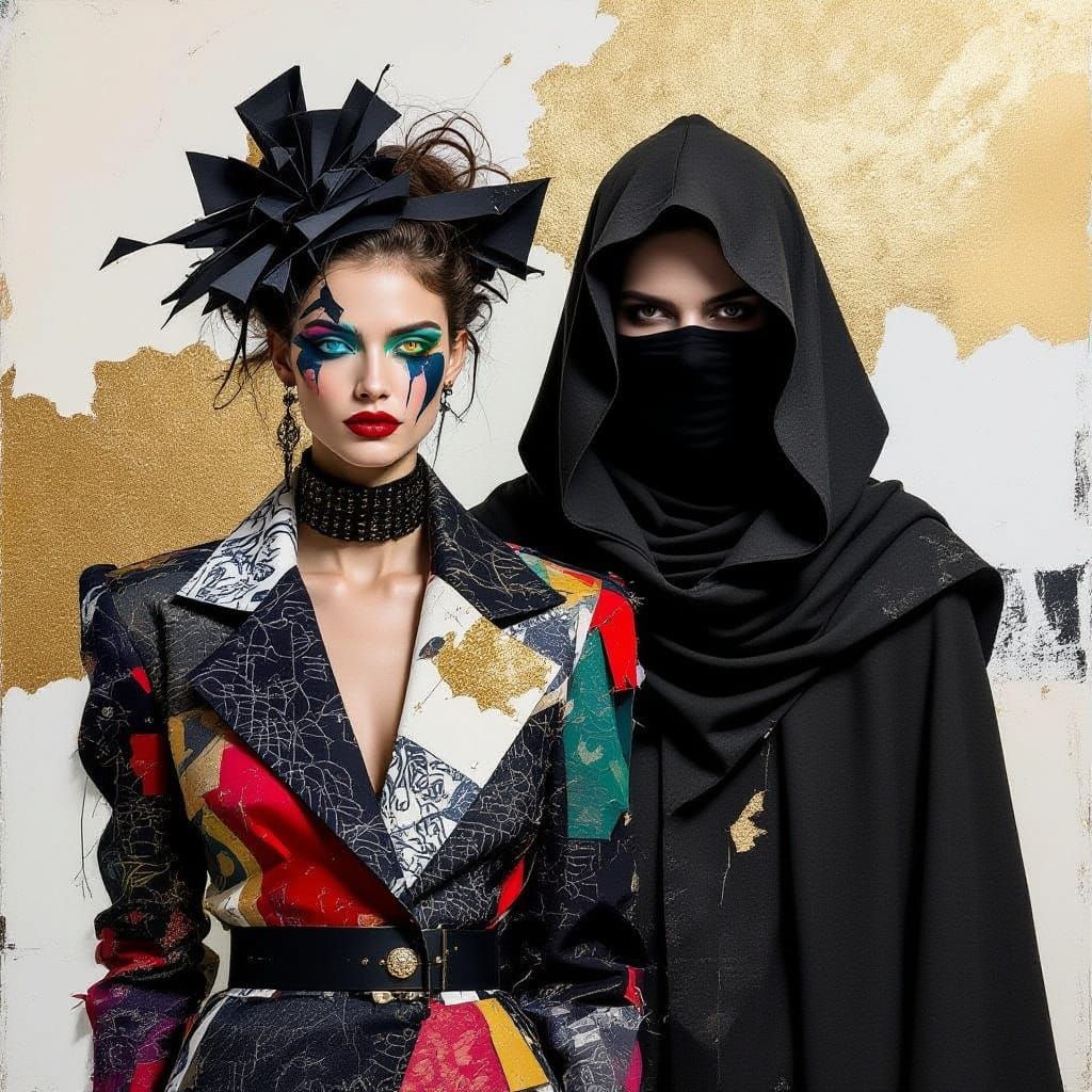 Merging Fashion and Hermitage in a Mixed Media Masterpiece