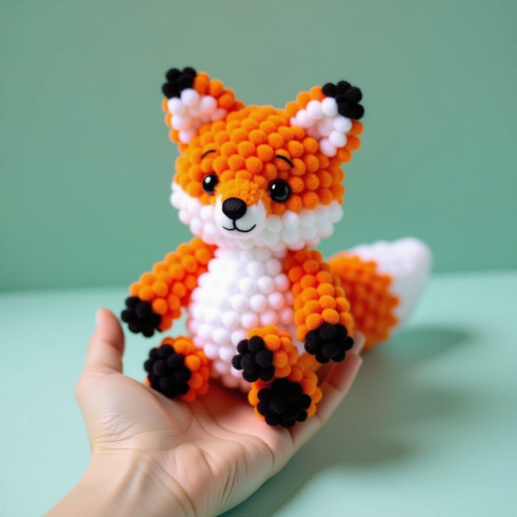 Orange and White Pom Pom Fox Doll