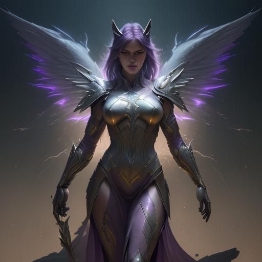 Fox Lightning Angel in Dark Fantasy Style