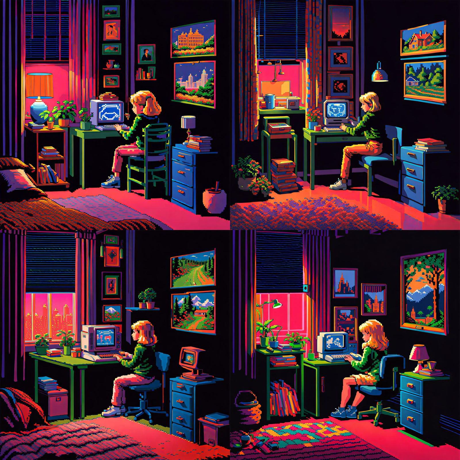 8-Bit Pixel Art: 1980s Kid Playing Frogger