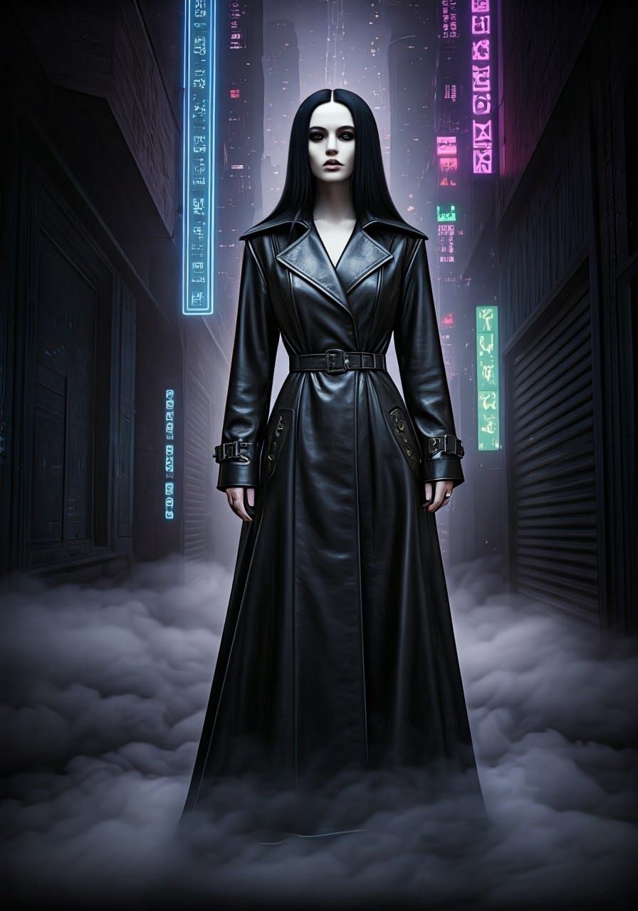 Cyberpunk Goddess in Futuristic Metropolis