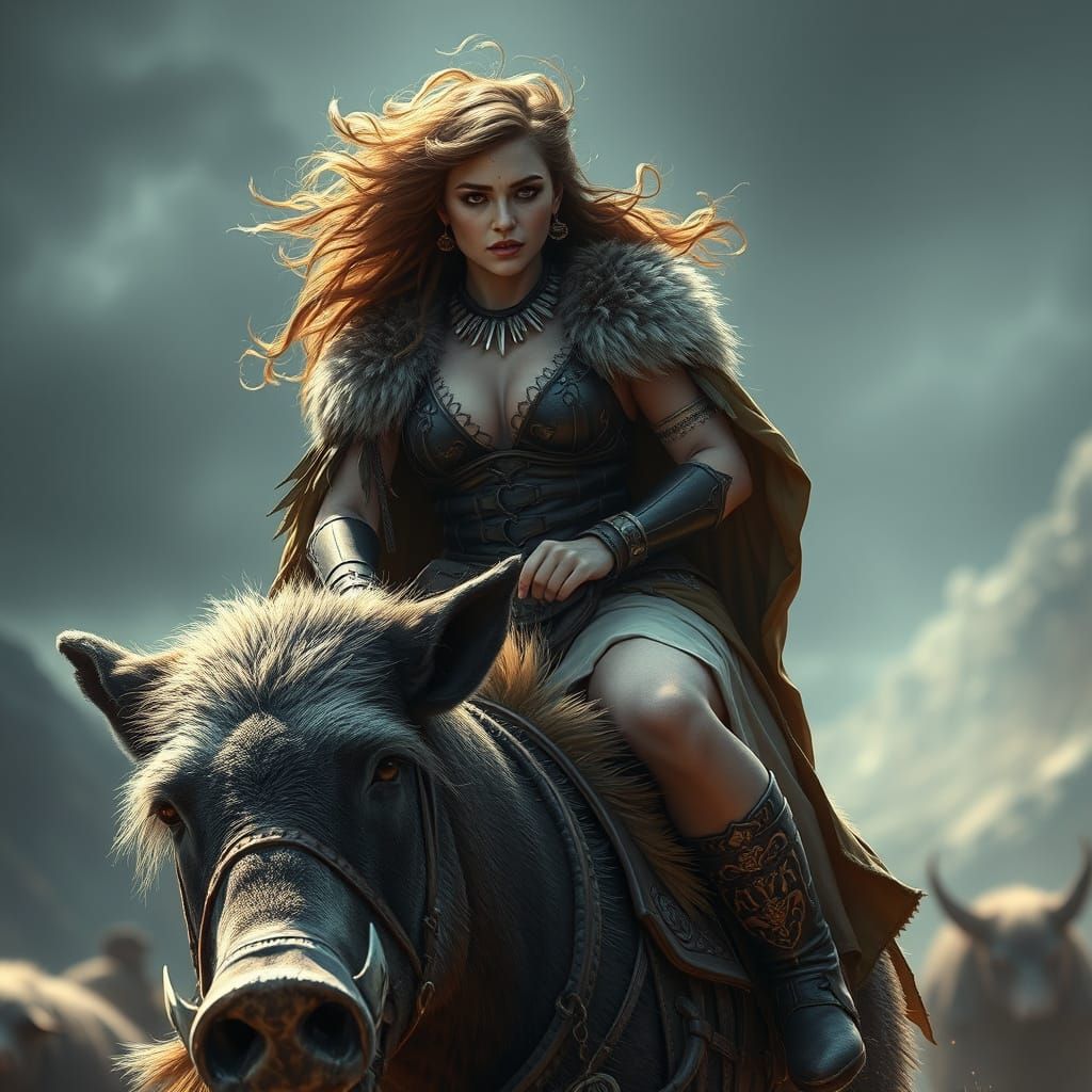 Freyja Rides Hildisvini: Digital Matte Painting
