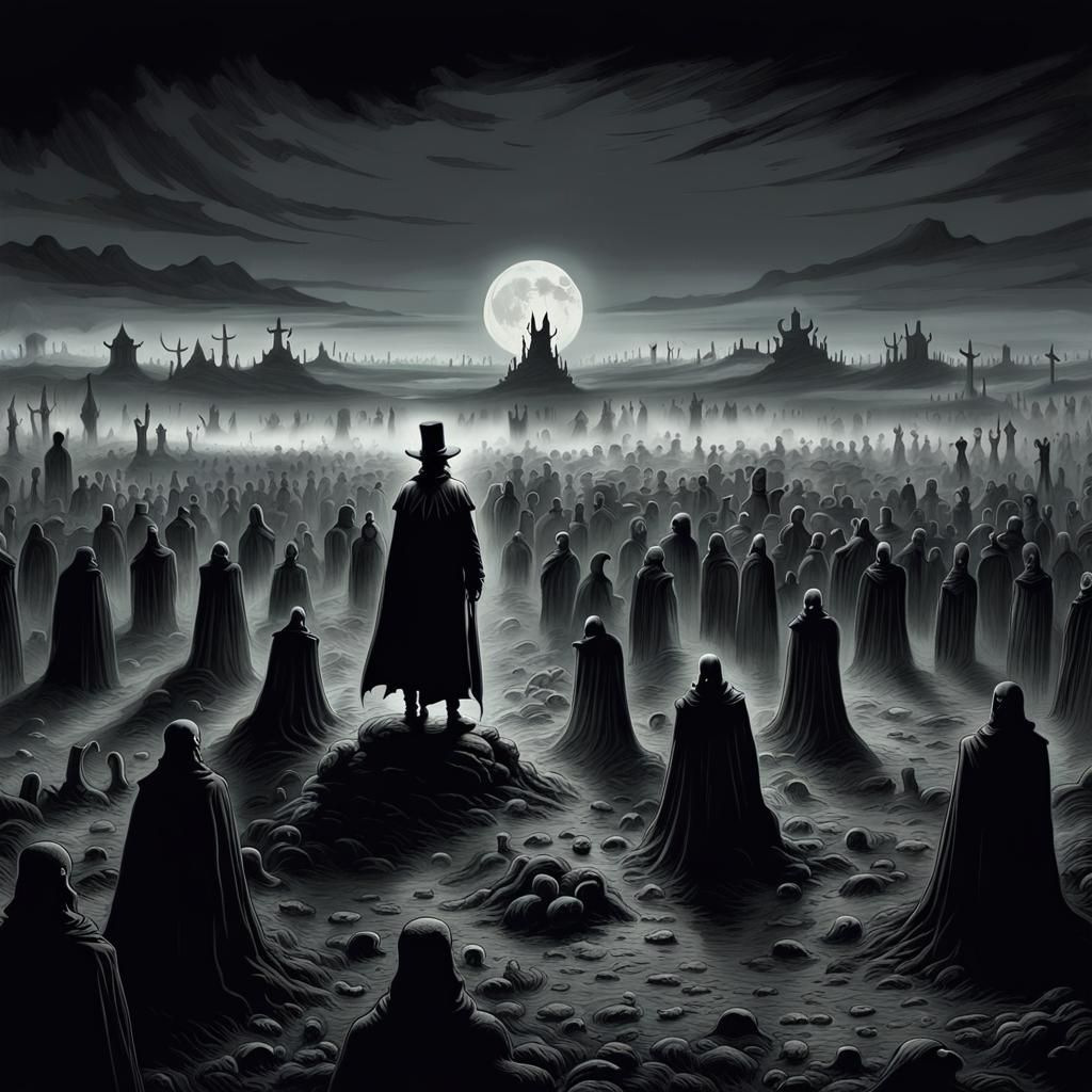 General Custer and Macabre Ghosts in Dark Fantasy Style