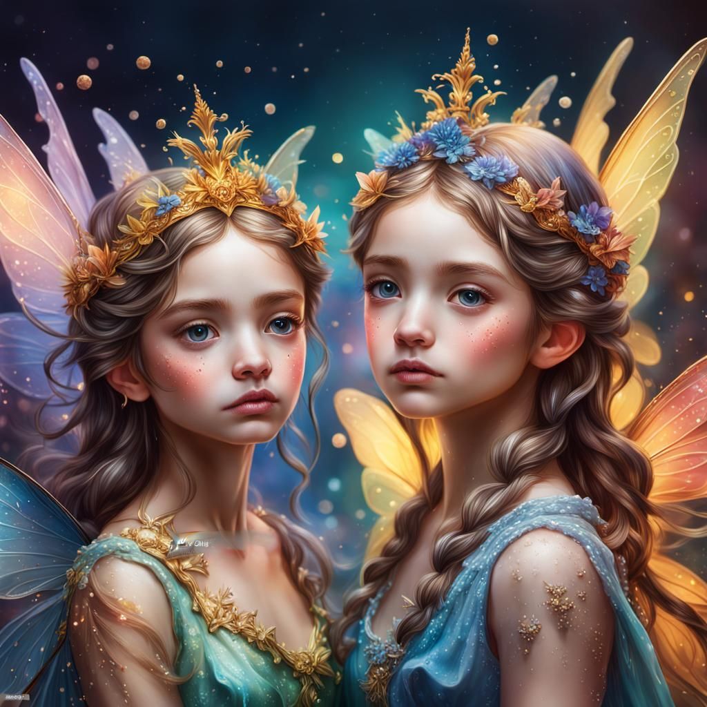 Fairy Princes Hold Each Other: Hyperrealistic Digital Art