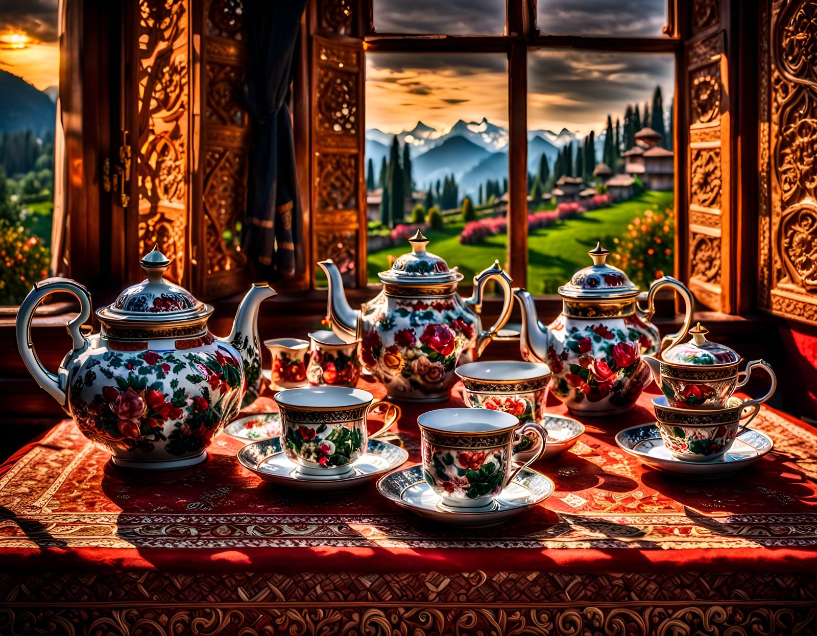 Elegant Tea Time in a Warm Kashmir House