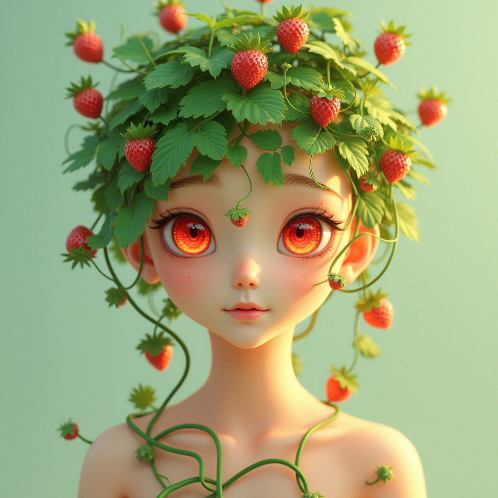 Strawberry Boy: Intricate 3D Anime Art