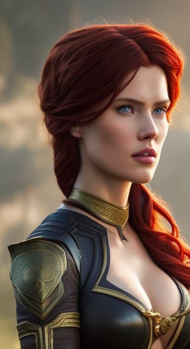 Hyperrealistic Scarlett Johansson as Triss in Witcher Style
