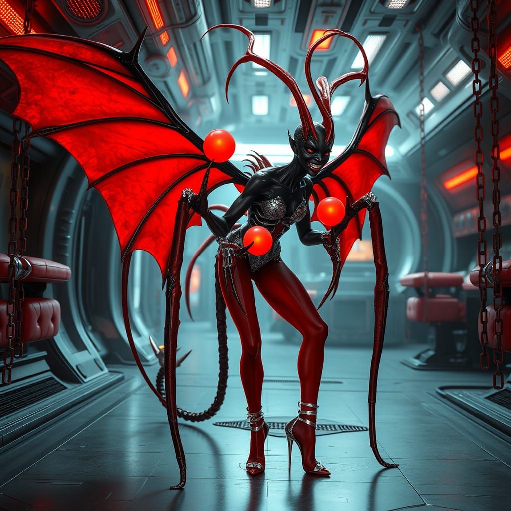 Alien Spider Demon Hybrid in Futuristic Spaceship