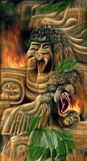 Fearsome Humbaba: A Roar of Fire and Flood
