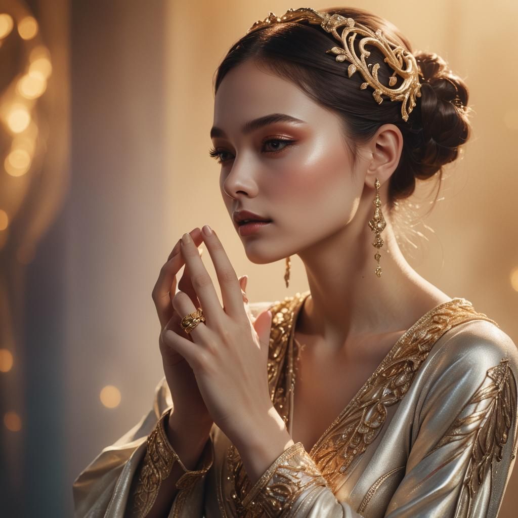 Stunning Ring Model in Golden Light: Digital Art