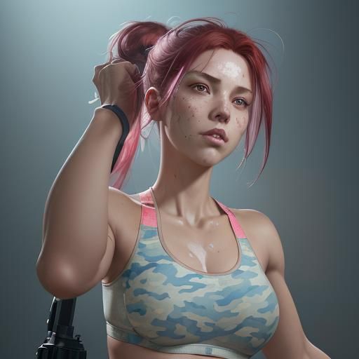 Happy Woman with Red Hair, Hyperdetailed Portrait