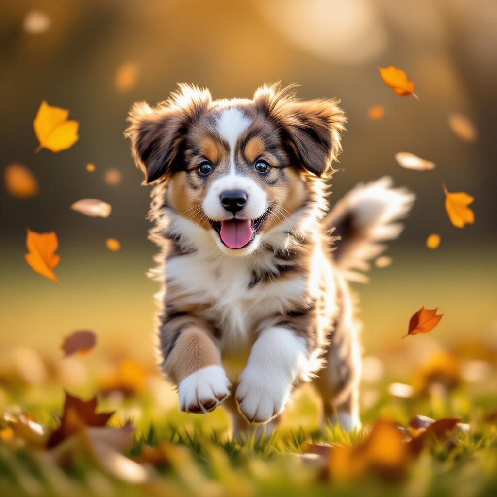 Enchanted Puppy on a Windy Autumn Day