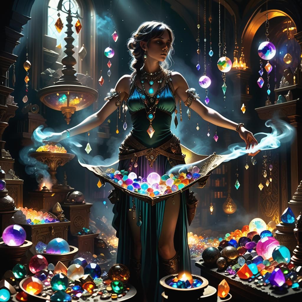 Adventurer's Treasure Trove: Dark Fantasy Gemstone Concept A...