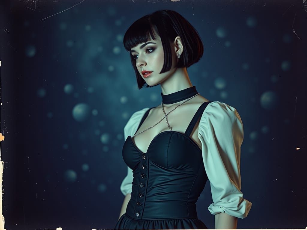 Vintage Glamour Woman in Deep Space