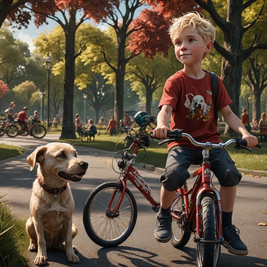 Boy on Bike: Detailed Fantasy Concept Art